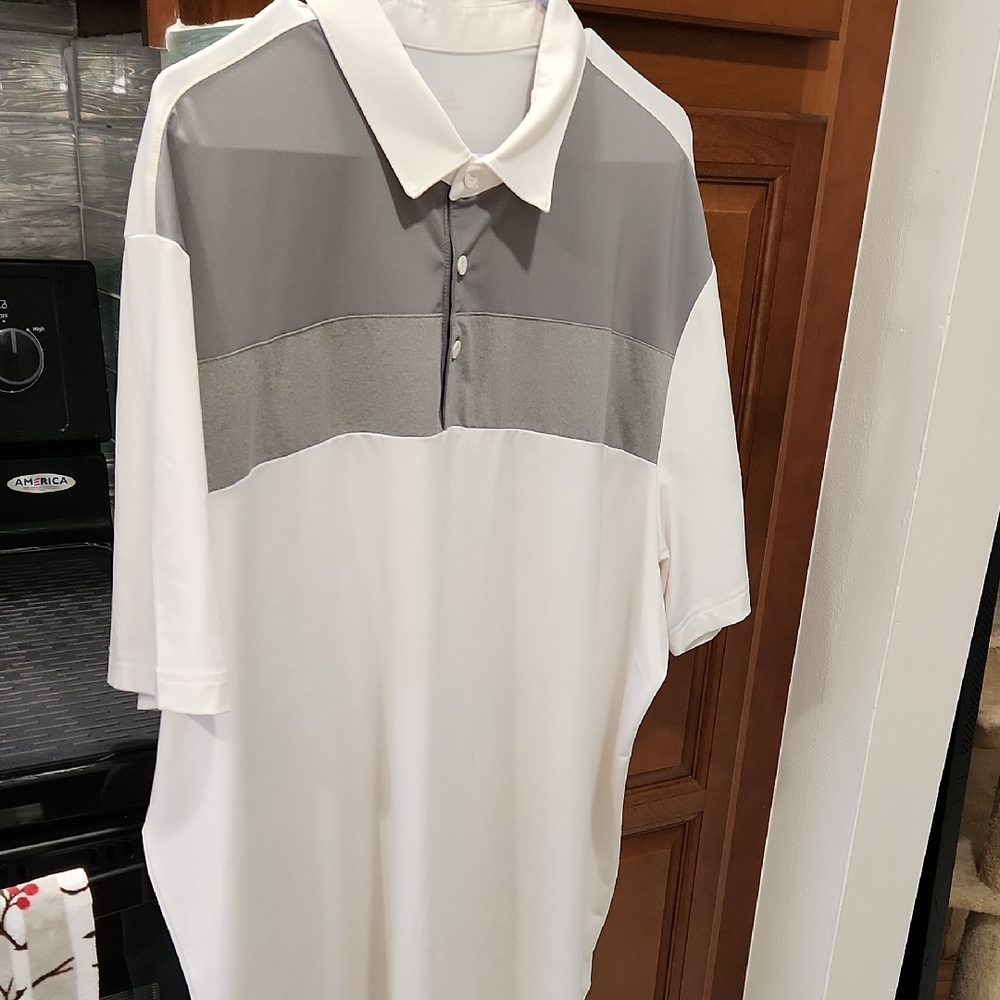 adidas Two-Tone White and Gray Polo Shirt